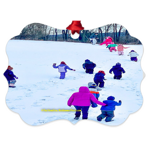 tree ornament (4" x 3")-- Long Valley, snowy hill