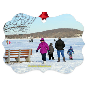 tree ornament (4" x 3")-- Budd Lake, frozen