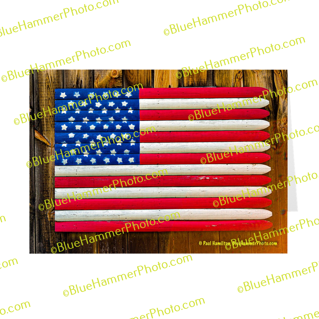 blank folded cards (10)  3 1/2 x 5" matte outside, blank inside— general (barn flag)