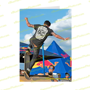 blank folded cards (10)  3 1/2 x 5" matte outside, blank inside— general (skateboarder)