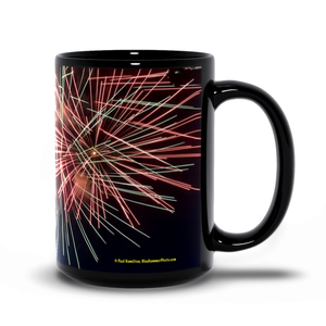 15oz black mug—  fireworks 9953