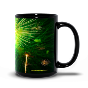 15oz black mug-- fireworks 9940